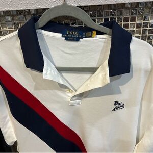 Polo by Ralph Lauren Men's White Shirt with Navy and Red Accents